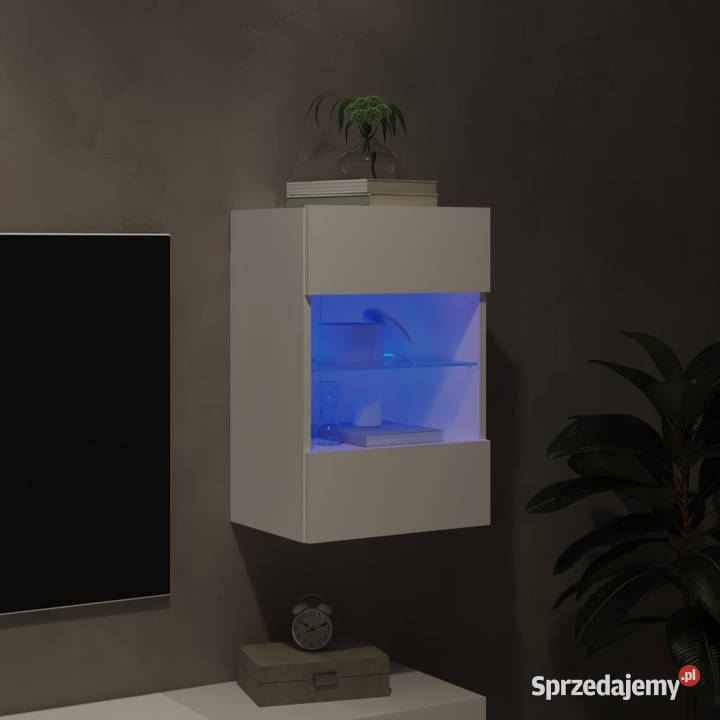 Ścienna szafka TV z LED biała 40x30x605 WM837078 mazowieckie Warszawa sprzedam