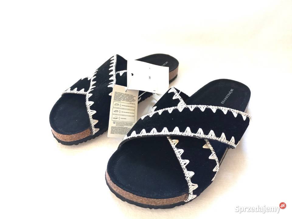 Klapki czarne Buty białe r 38 damskie BOHO biały Białystok
