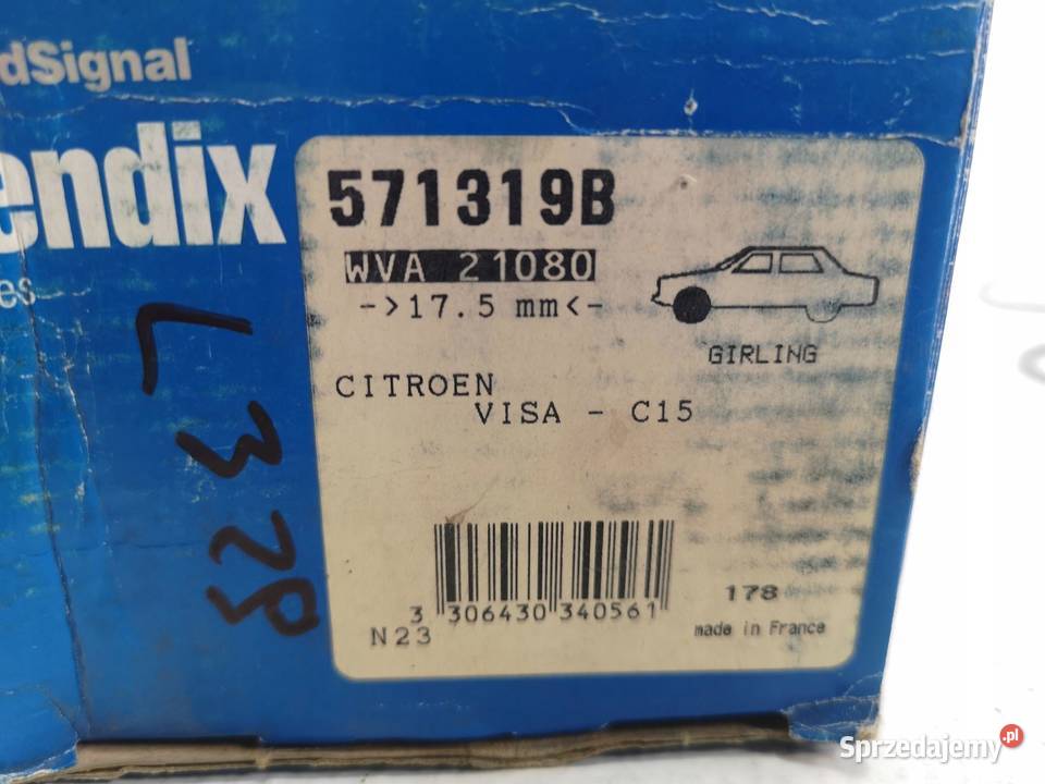 KLOCKI HAMULCOWE PRZÓD BENDIX CITROEN C15 VISA osobowe
