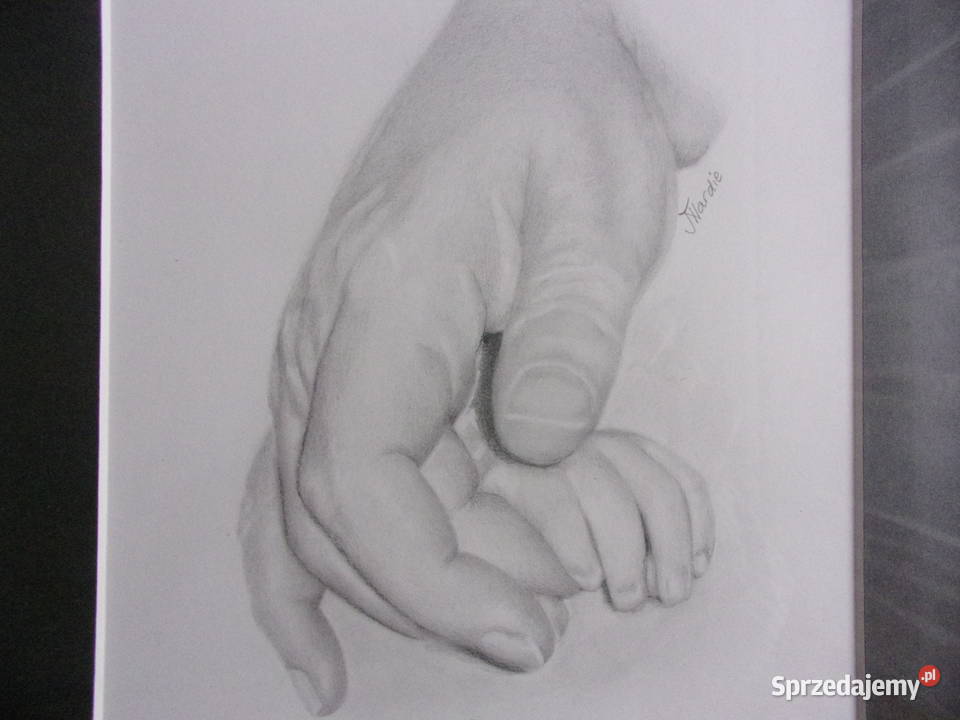 ładny rysunek wykonany w ołówku oprawiony Warszawa