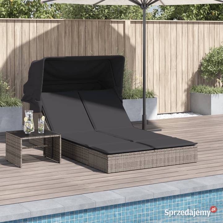 vidaXL Podwójna leżanka z zadaszeniem i Warszawa sprzedam