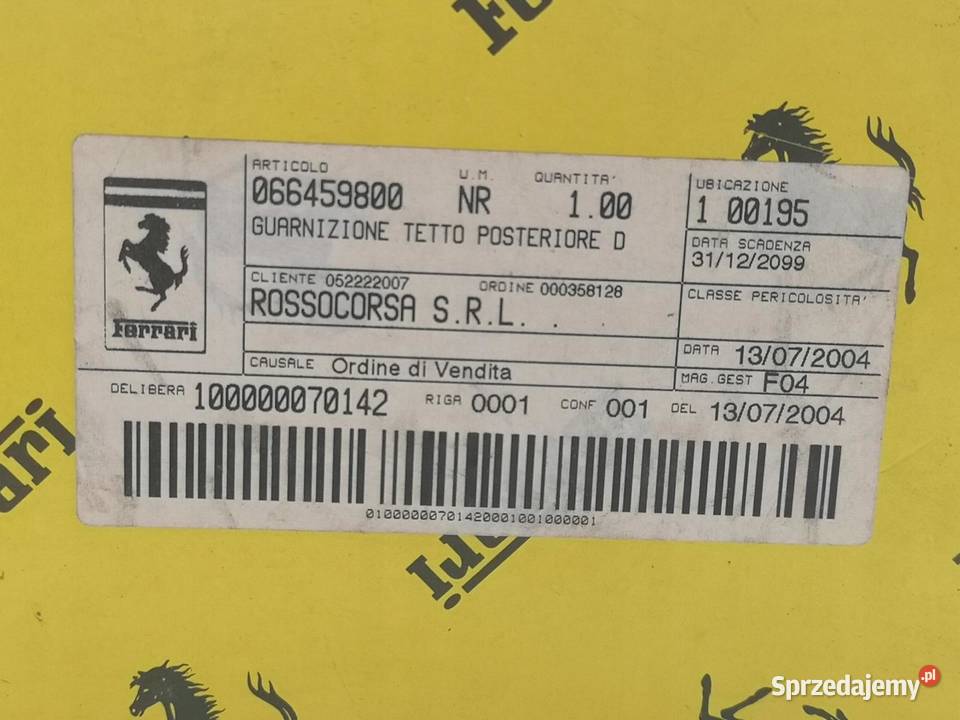 USZCZELKA DACHU PRAWA FERRARI 430 360 SPIDER ORI Uszczelki