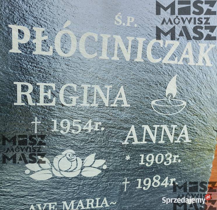 Nagrobek tablica 25x25 z łupka grawer tanio Racot