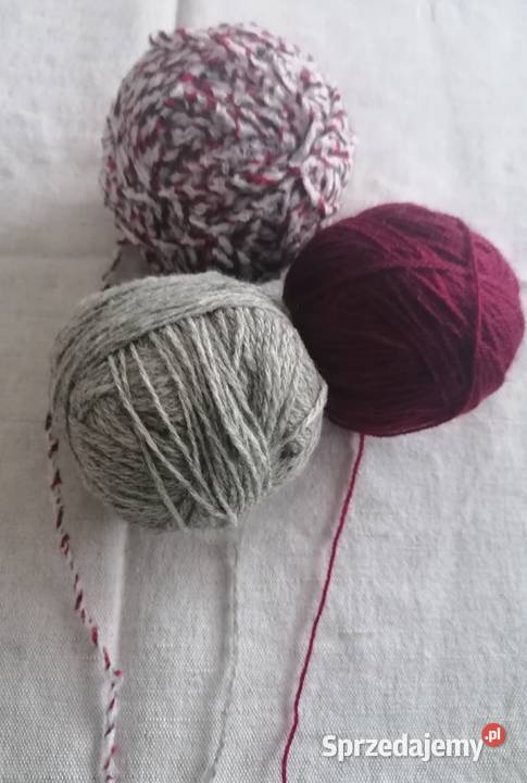 Wełna szara bordowa i melanż 3 motki waga Łódź sprzedam