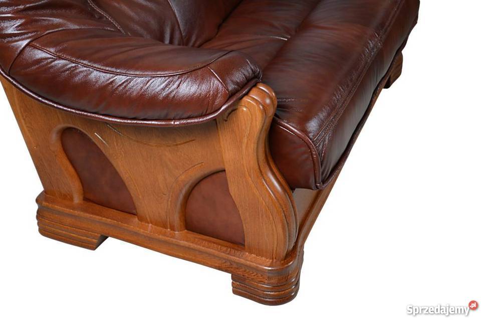 Kanapa 3 osobowa skóra naturalna lite drewno Poznań