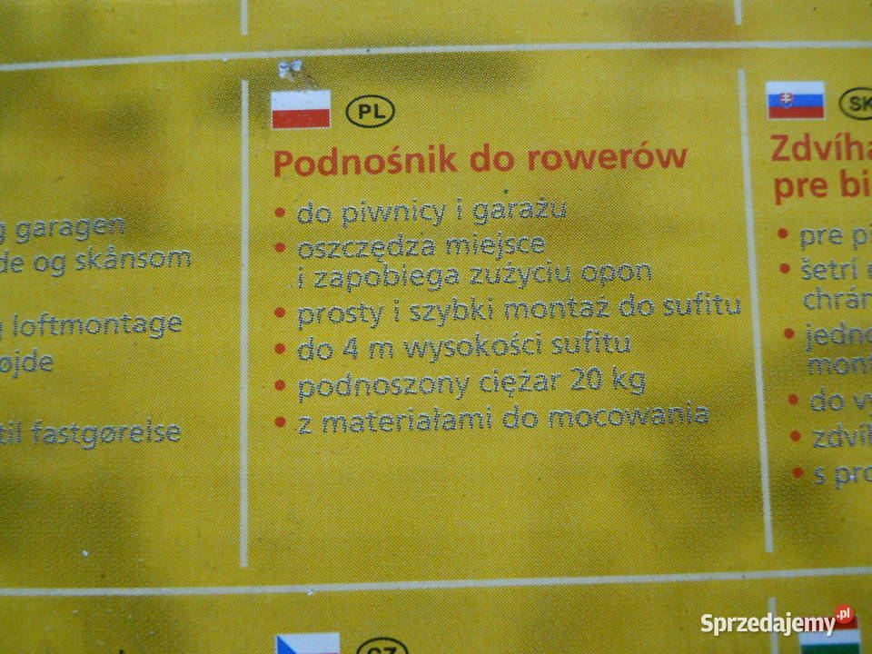 Wieszak sufitowy na rower małopolskie Biecz sprzedam