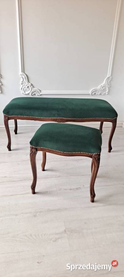 Stylowa pufa podnóżek stołek butelkowa zieleń Szczecin