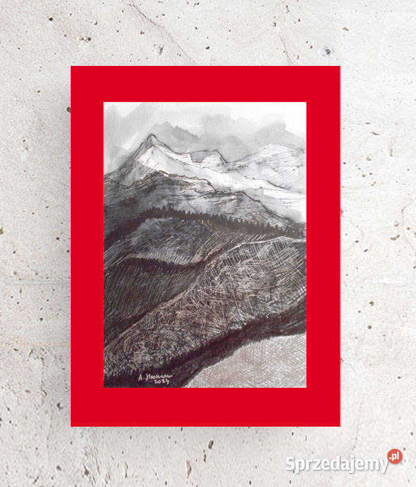 obraz z górskim pejzażem góry rysunek 30x40 Szczecin