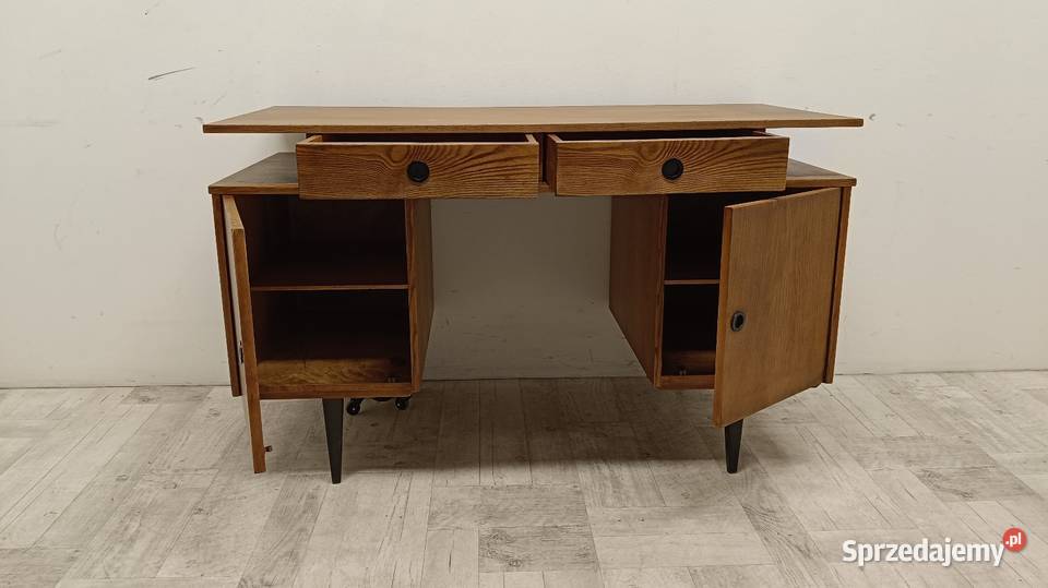 biurko PRL dwustronne vintage design z Biurka łódzkie Radomsko sprzedam