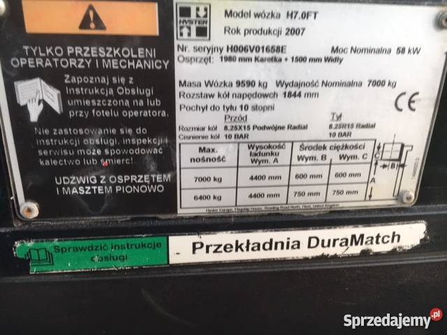 Wózek Widlowy HYSTER H70FT Diesel diesel Wózki widłowe wielkopolskie Godziesze Wielkie