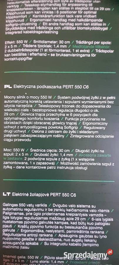 Podkaszarka elektryczna Parkside PERT 550 C6