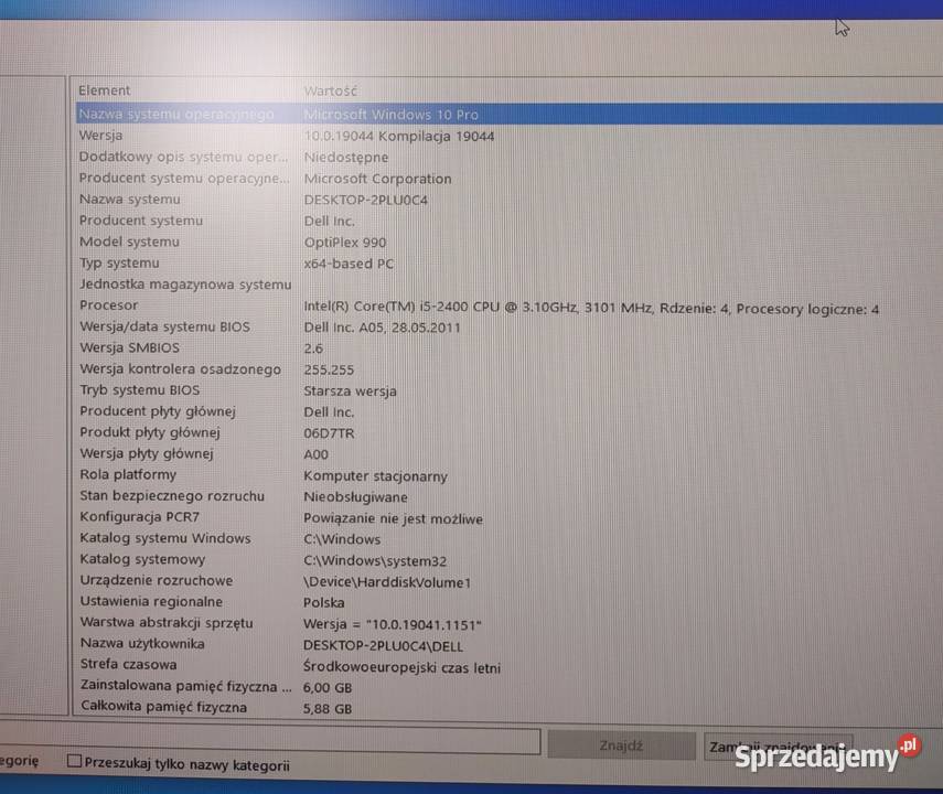 Komputer stacjonarny Dell OptiPlex 990 i52400 Liczba rdzeni procesora 4 Dell Sadkowo sprzedam