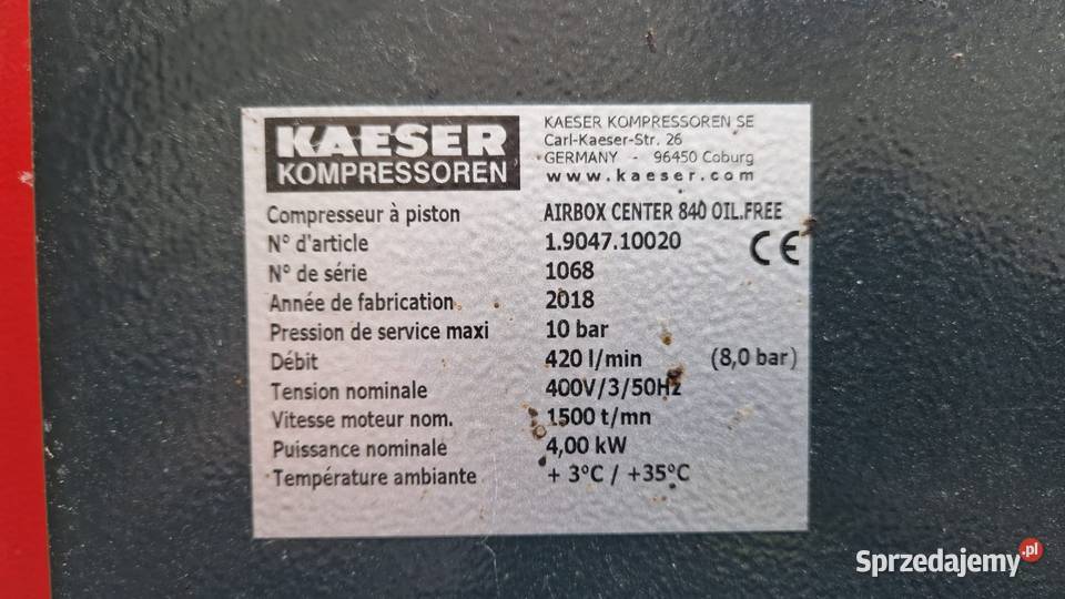 Kompresor tłokowy Kaeser Airbox Center 840 Jelcz-Laskowice