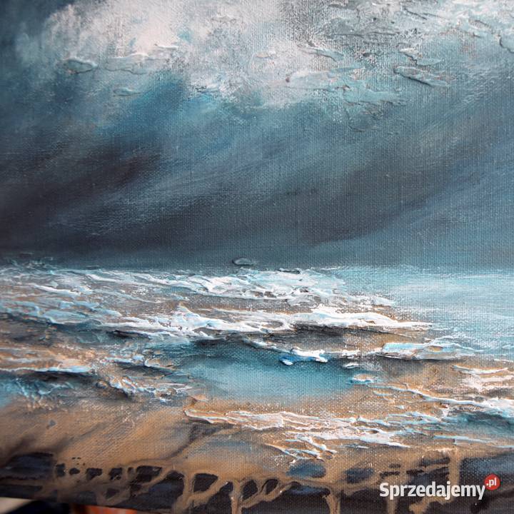 Burzowe niebo nowoczesny pejzaz morski obraz Obrazki i obrazy Malbork sprzedam