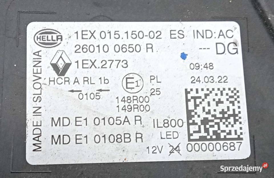 Renault Austral Full Led reflektor lampa prawy prawe Przeźmierowo