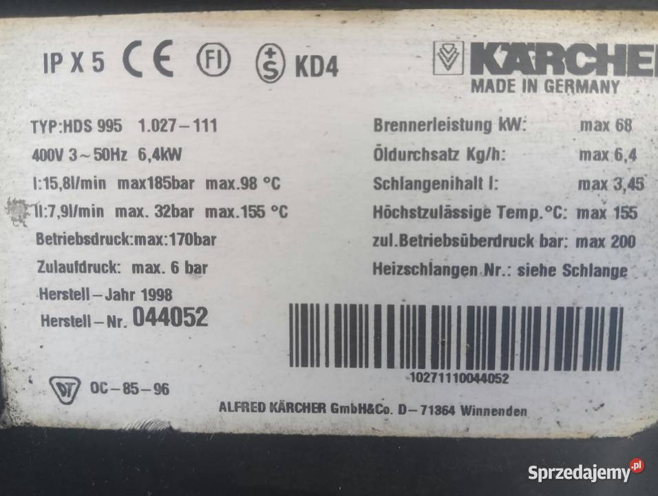 Myjka Karcher HDS 995 SX zwijak Wolnoobrotowy Radom