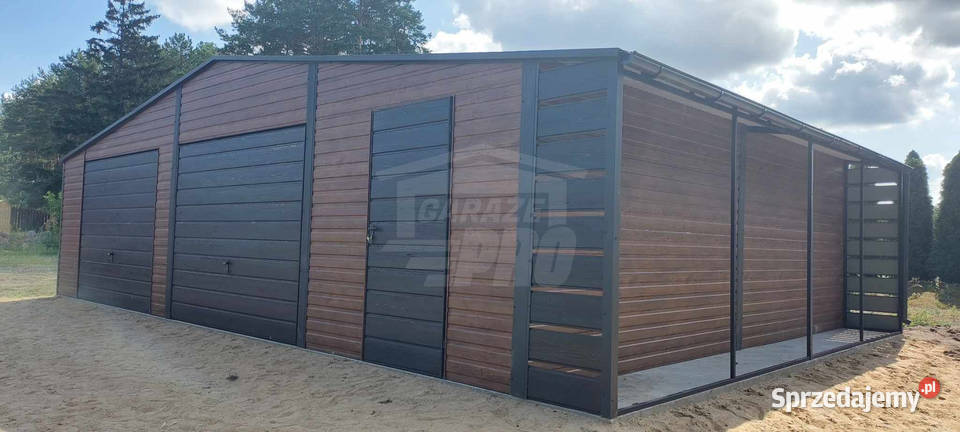 Garaż blaszany 10x6m wiata 1m 2x Brama uchylna Katowice