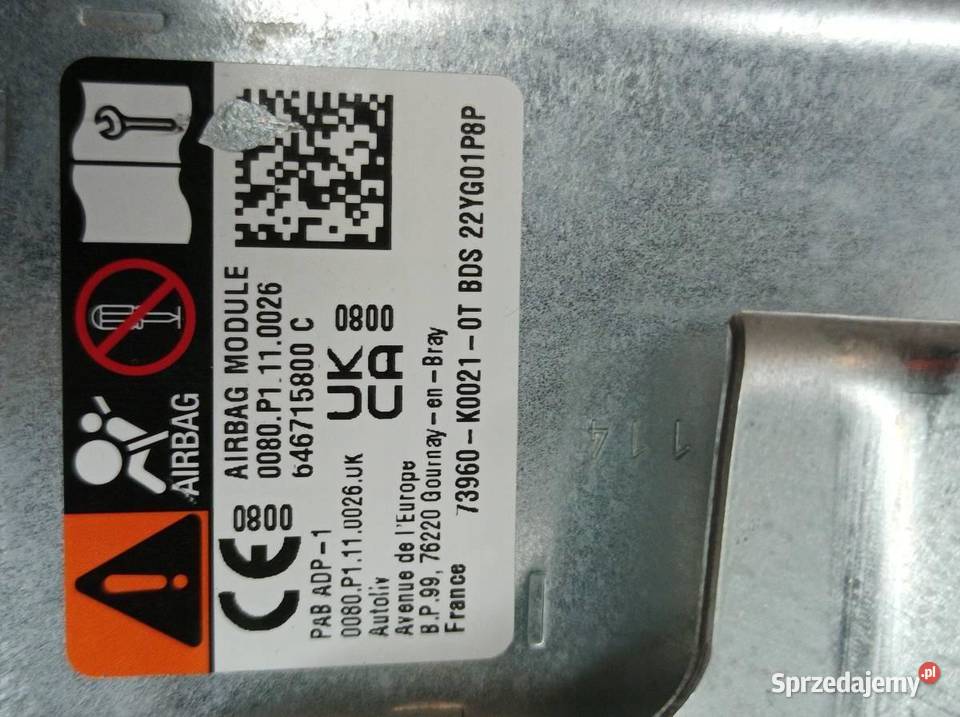 PODUSZKA POWIETRZNA AIRBAG PRAWA PASAŻERA DESKI