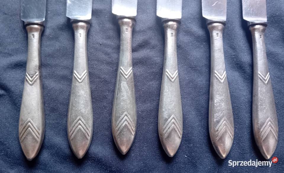 Komplet 6 platerowanych noży stołowych art deco Koźminek sprzedam