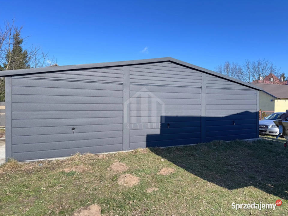 Garaż blaszany 9x5m 3x brama uchylna okno drzwi