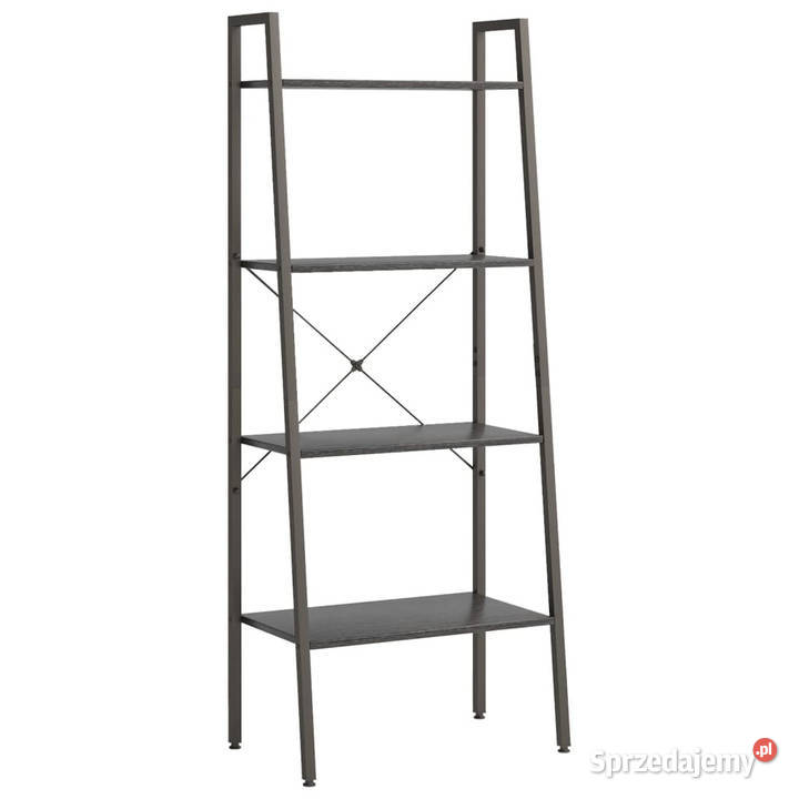 Regał drabina z 4 półkami czarny 56x35x140