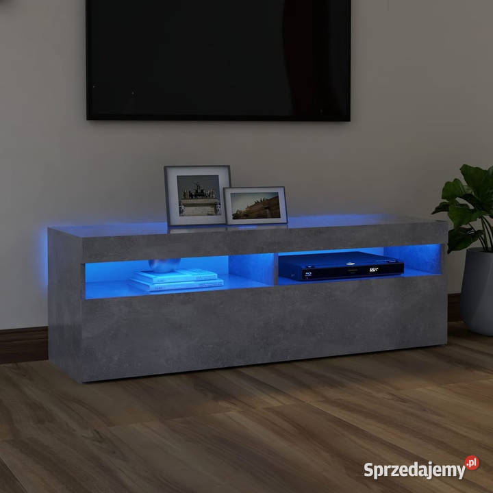 Szafka pod TV z oświetleniem LED szarość betonu Warszawa