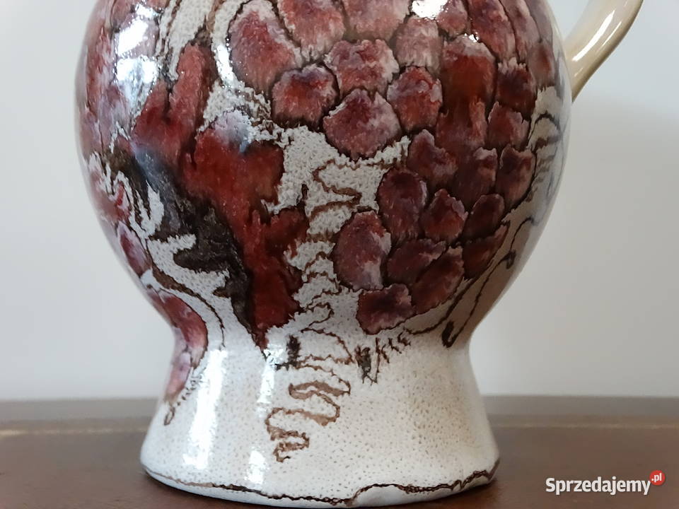 Stylowy ceramiczny dzbanek wazon vintage motyw lubelskie Biłgoraj