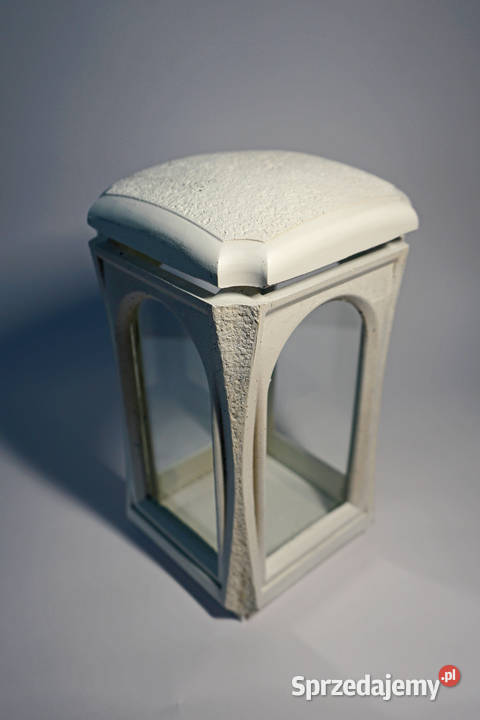 Biały znicz żywiczny lampion retro Pozostałe śląskie Częstochowa sprzedam