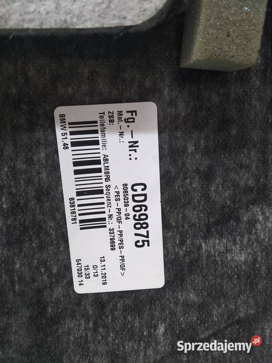 PÓŁKA TYLNA SEDAN CD69875 Bmw Seria 5 VII świętokrzyskie