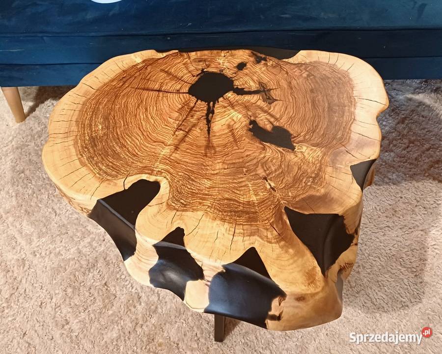 Stolik kawowy 64x56 live edge plaster drewna wielkopolskie Śrem