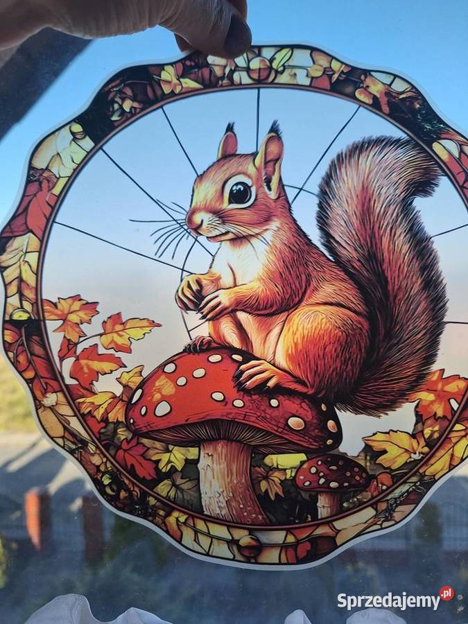 Naklejka świąteczna witrażowa jesienna na okno wielokolorowy Kalisz