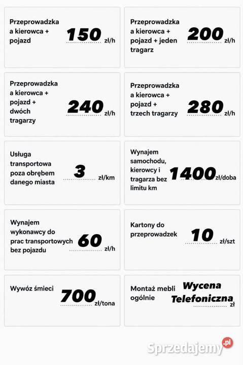 PrzeprowadzkiMontaż meblitransport drogowy
