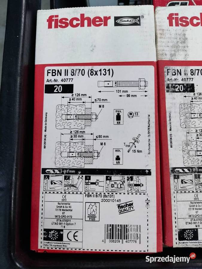 Kotwa sworzniowa do betonu FBN II 870 8x131 Nadolice Małe