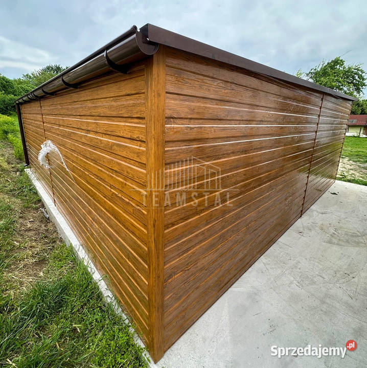 Garaż blaszany 6x6m 2x brama uchylna rynny Kalisz