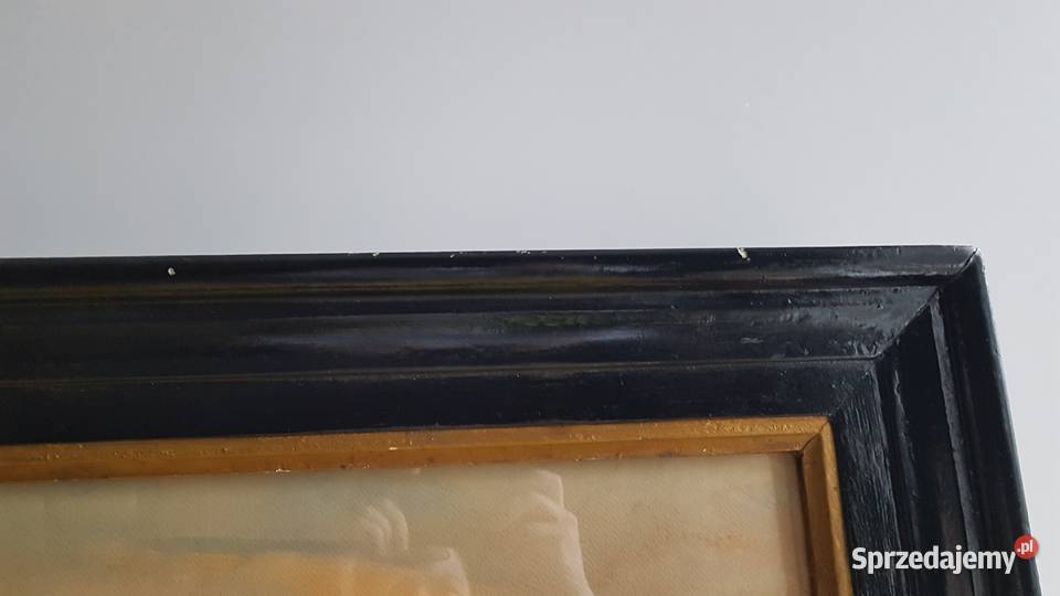 Stary duży obraz akwarela sygnowana Cz Dąbrowa Górnicza