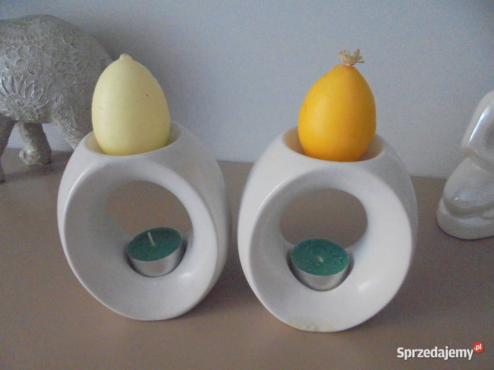 komplet dwóch świeczników szer 11 wys 13 biały kujawsko-pomorskie Włocławek