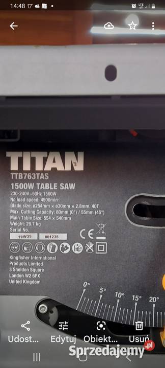 Piła krajzega TITAN TTB763TAS 1500W TABLE SAW Lubaczów