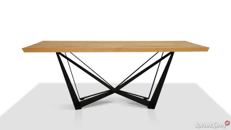 Stół noga metalowa Lite drewno dębowe loft