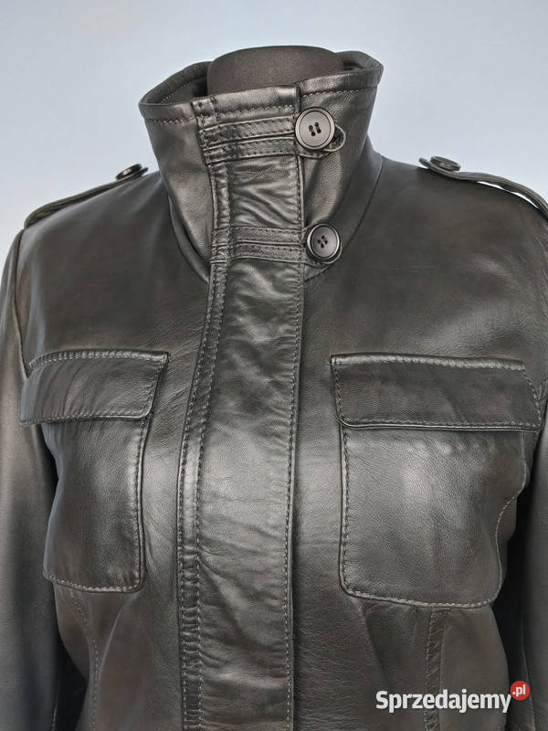 Czarna kurtka damska skóra naturalna kieszeniami łódzkie
