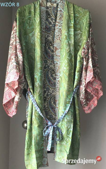 Kimono boho1 pasek jedwab naturalny 8 wzorów fioletowy Białystok