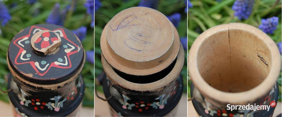 Stara ludowa bańka rosyjska kanka drewniana wielokolorowy Lublin