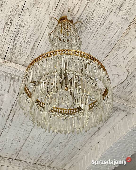 Francuski kryształowy Żyrandol 33 mosiądz 3