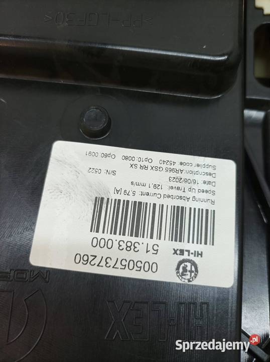MECHANIZM SZYBY PRAWY TYŁ 00505737260 Alfa Romeo