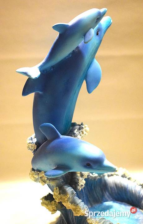 Delfiny duża figurka z żywicy wysokość 31 plus Chełmno