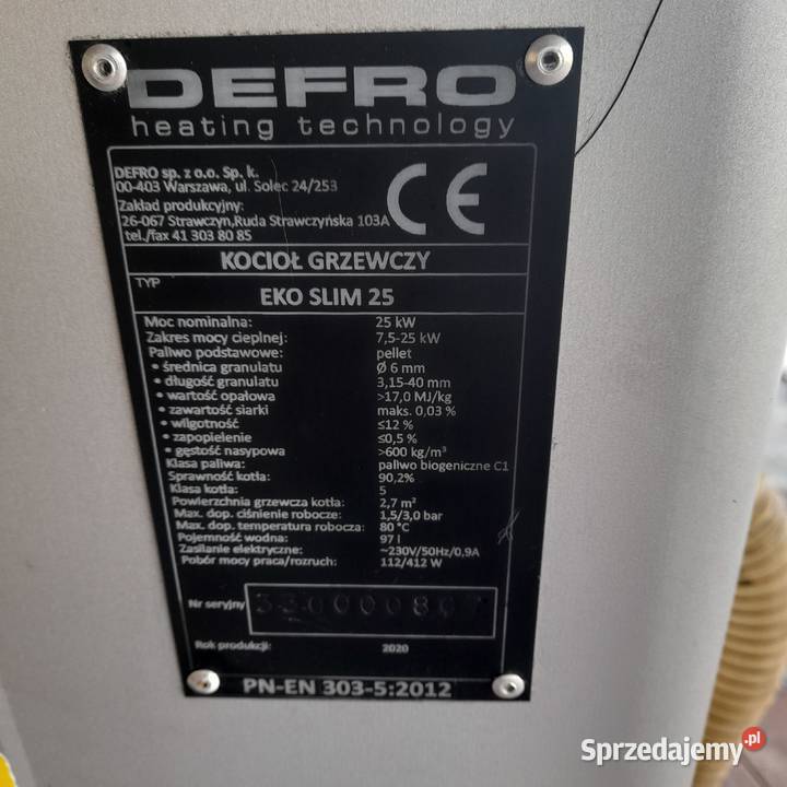 Piec na pellet Defro 25 kw Łyse
