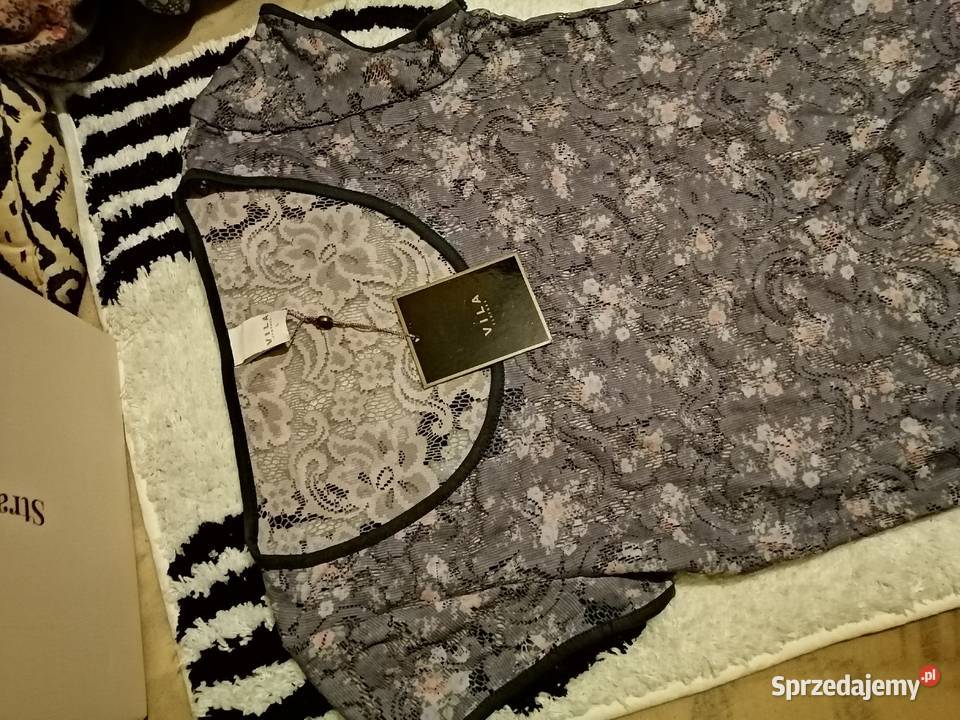 VILA koronkowa bluzka bluzeczka koszulka ażur Rozmiar 38(M) Leszno