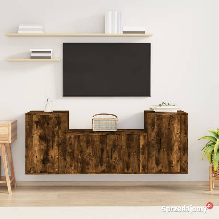 Zestaw 3 szafek TV przydymiony dąb materiał Warszawa