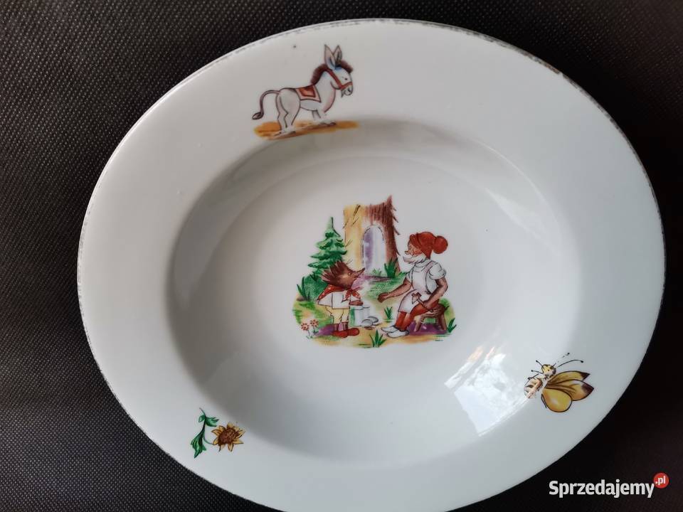 Stary talerz bajkowy Krasnoludek i Jeżyk Katowice