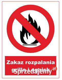 Naklejka BHP Zakaz rozpalania grilla i ognisk Kamionna sprzedam