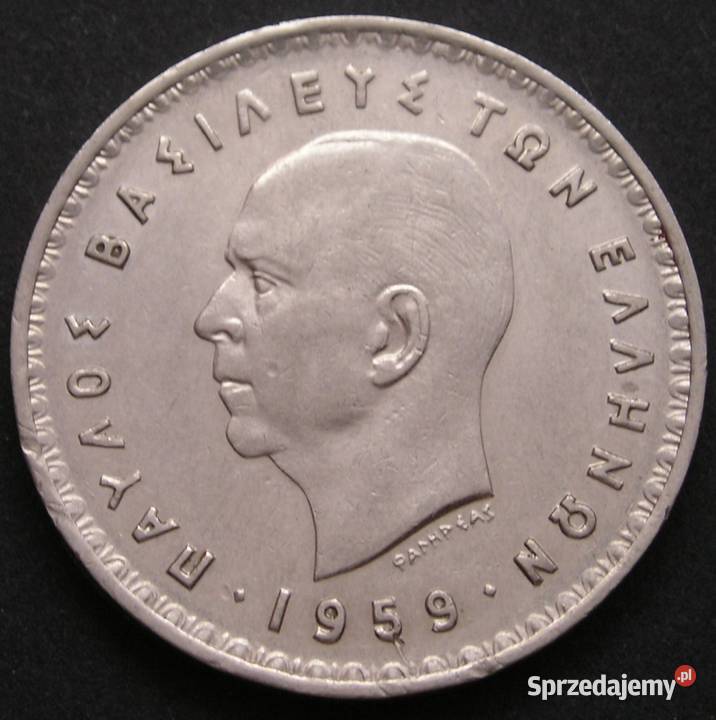 GRECJA 10 DRACHM 1959 KRÓL PAWEŁ Numizmatyka Łódź